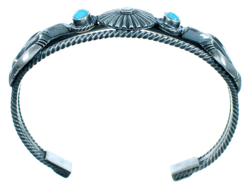 Old Pawn Style Sterling Silver Navajo Turquoise Naja Cuff Bracelet LX113706